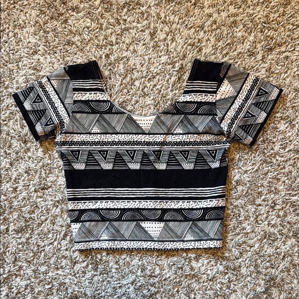 Black and Gray Crop Top